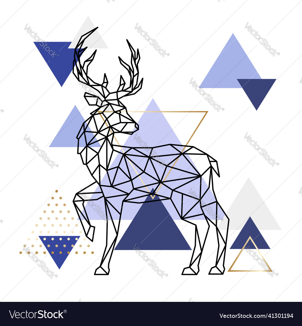 Geometric deer standing with raised leg against Vector Image