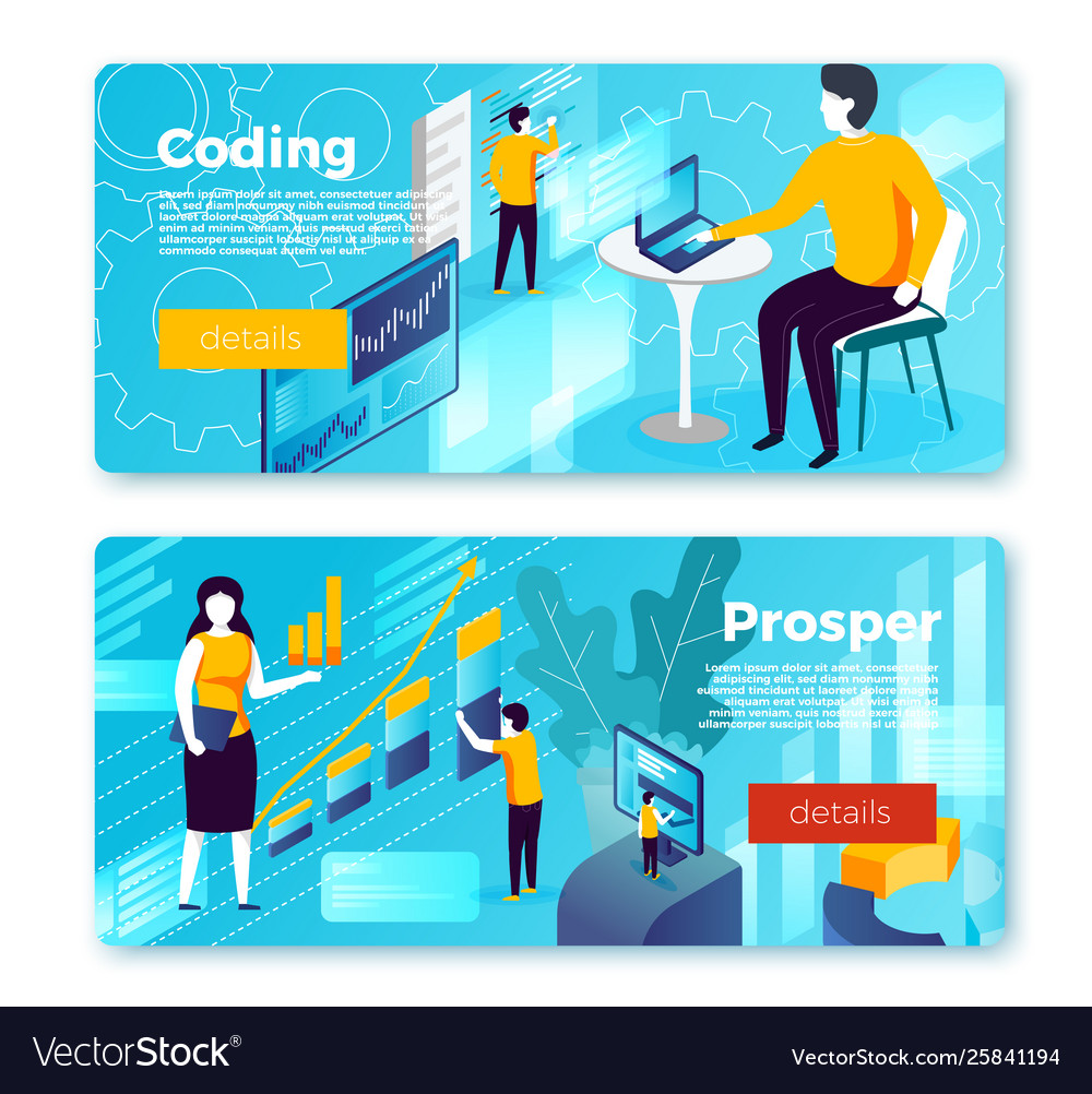 Set banner templates coding application Royalty Free Vector