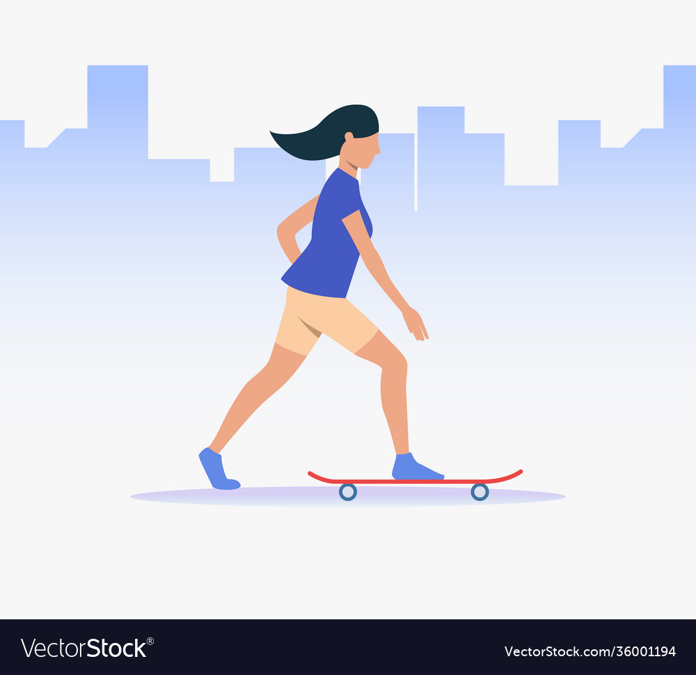 Sporty woman riding skateboard Royalty Free Vector Image