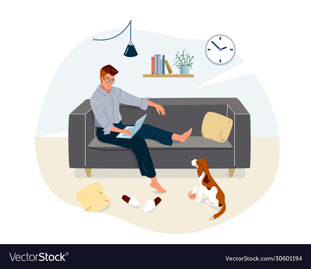 Work at home concept design freelancer man Vector Image