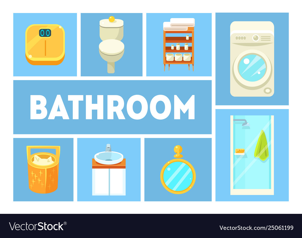 Bathroom Banner Template Modern Furniture And Vector Image