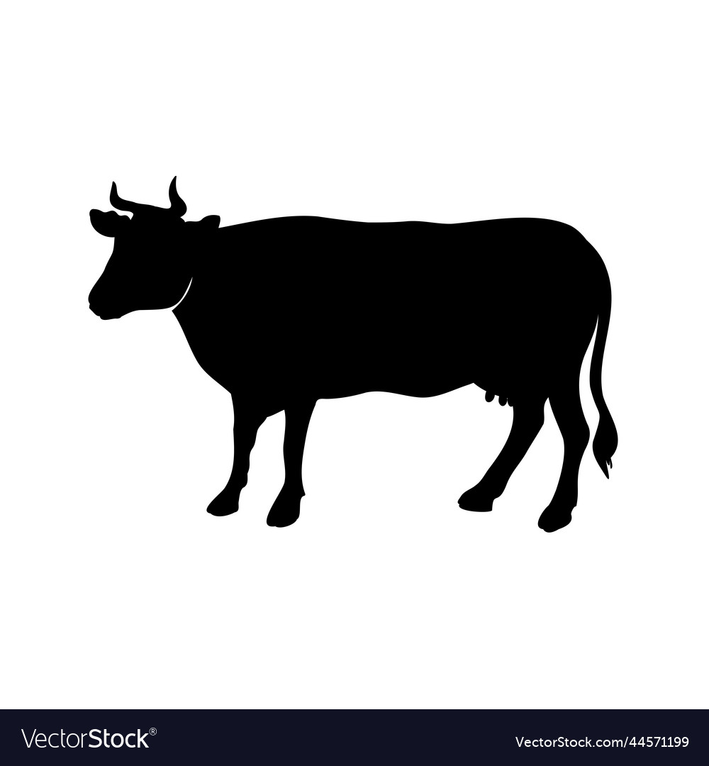 Cow silhouette icon with horns and black Vector Image