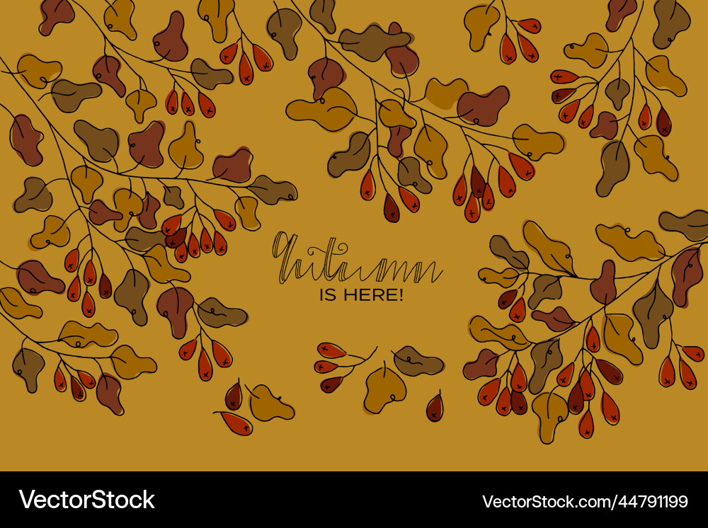 Hand drawn autumn leaves background design Vector Image