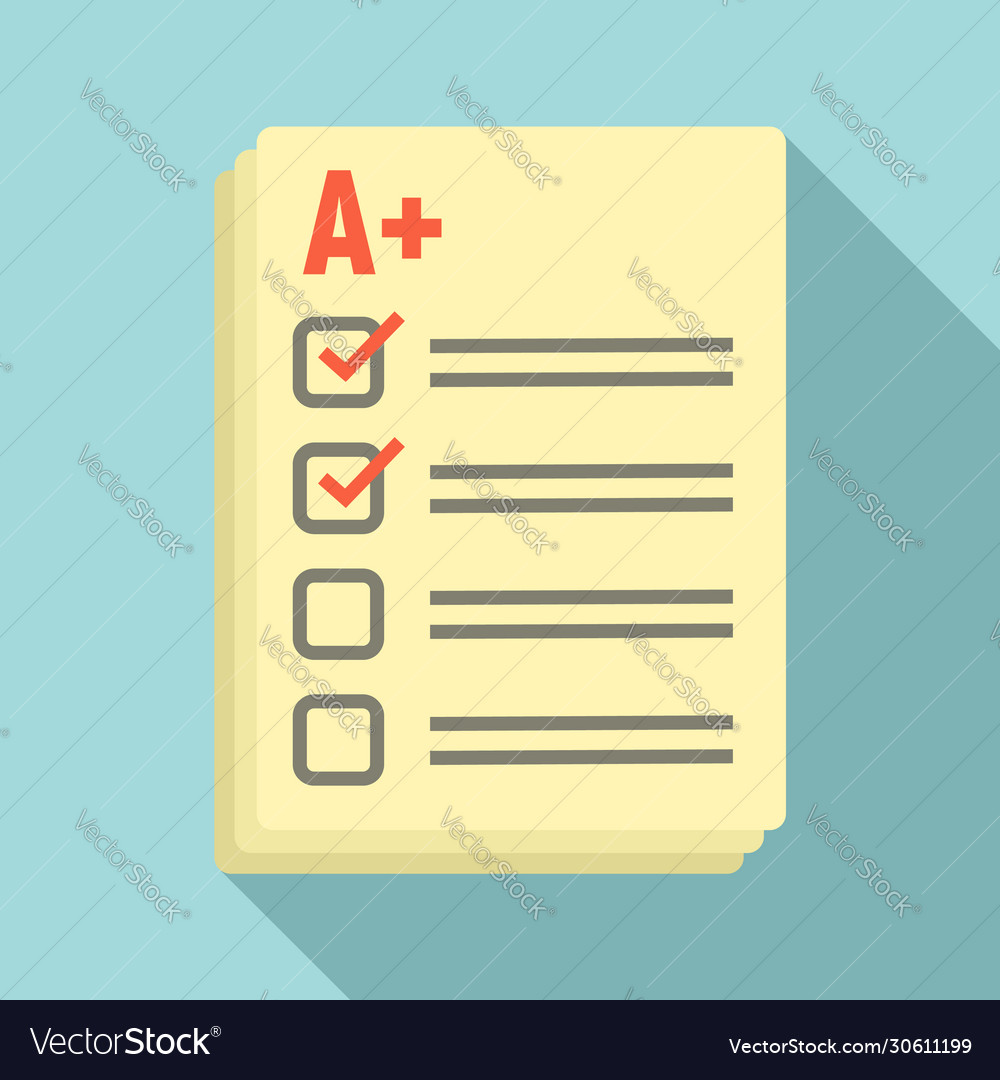 Lesson paper test icon flat style