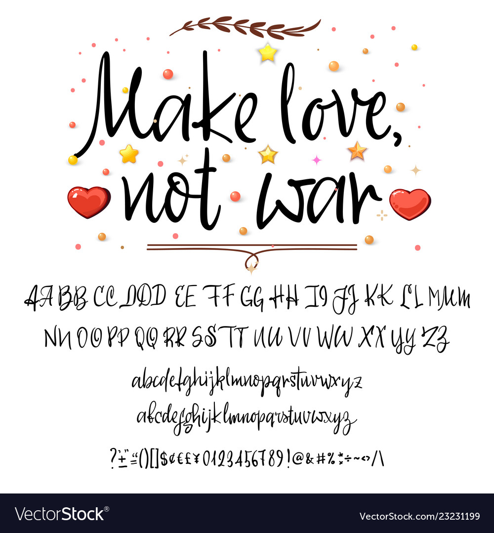 Make love not war modern calligraphy vintage vector image Make love not war modern calligraphy vintage