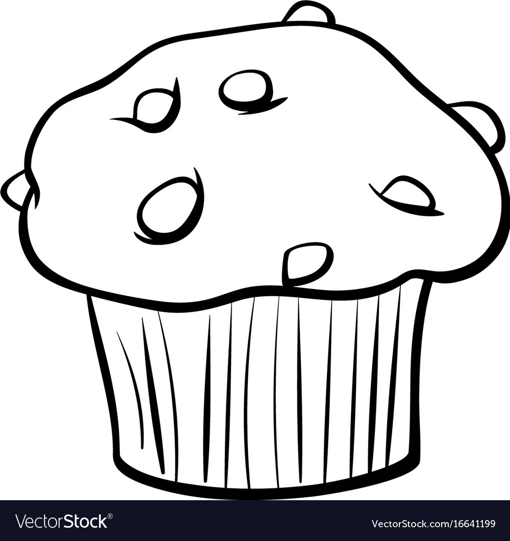 Muffin with chocolate coloring book Royalty Free Vector