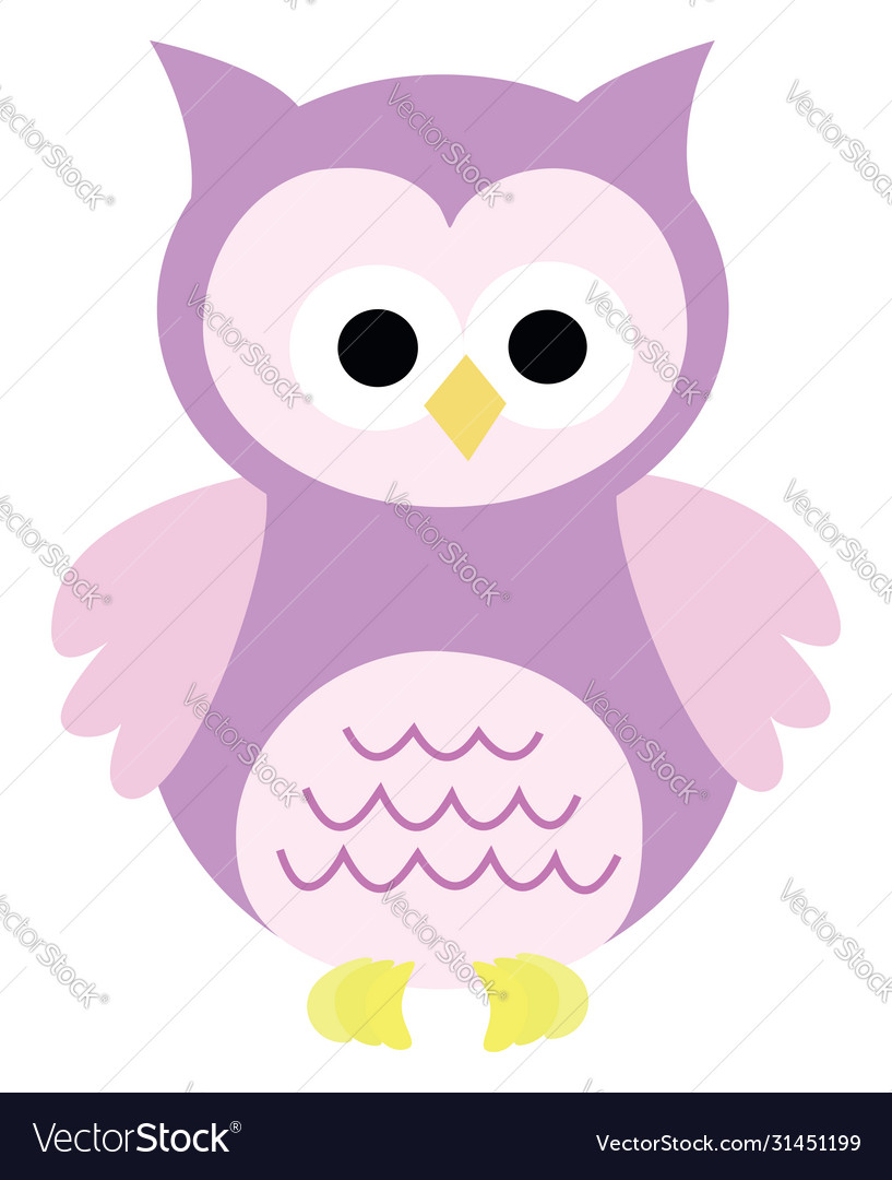 Pink owl on white background Royalty Free Vector Image