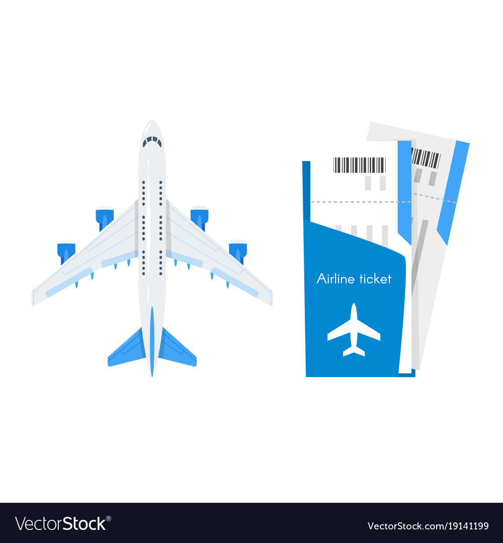 Plane with airline tickets Royalty Free Vector Image