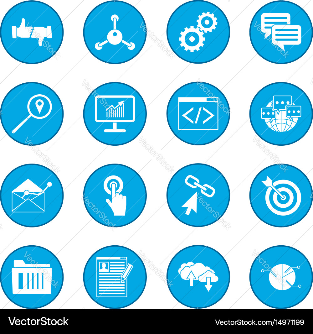 Seo web icon blue Royalty Free Vector Image - VectorStock
