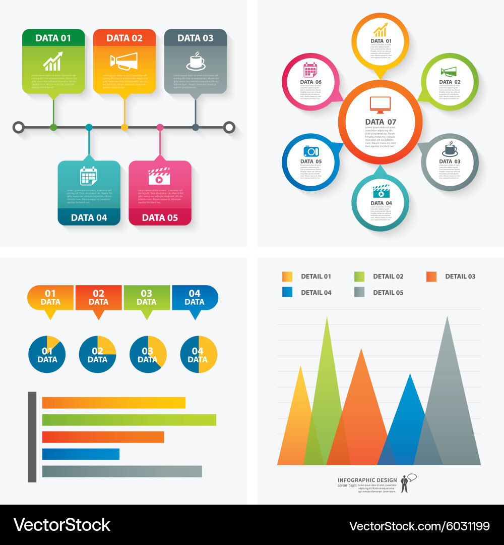 Set of infographic templates flat design Vector Image