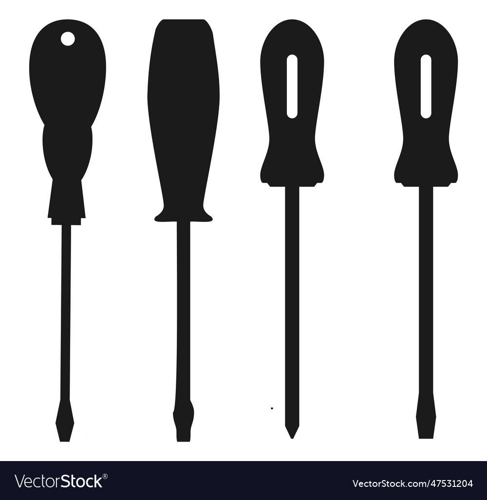 Black silhouette of screwdriver detail and simple Vector Image