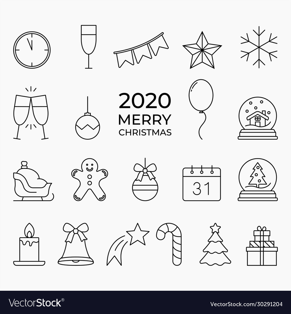 Christmas ball consisting line icons vector image Christmas ball consisting line icons