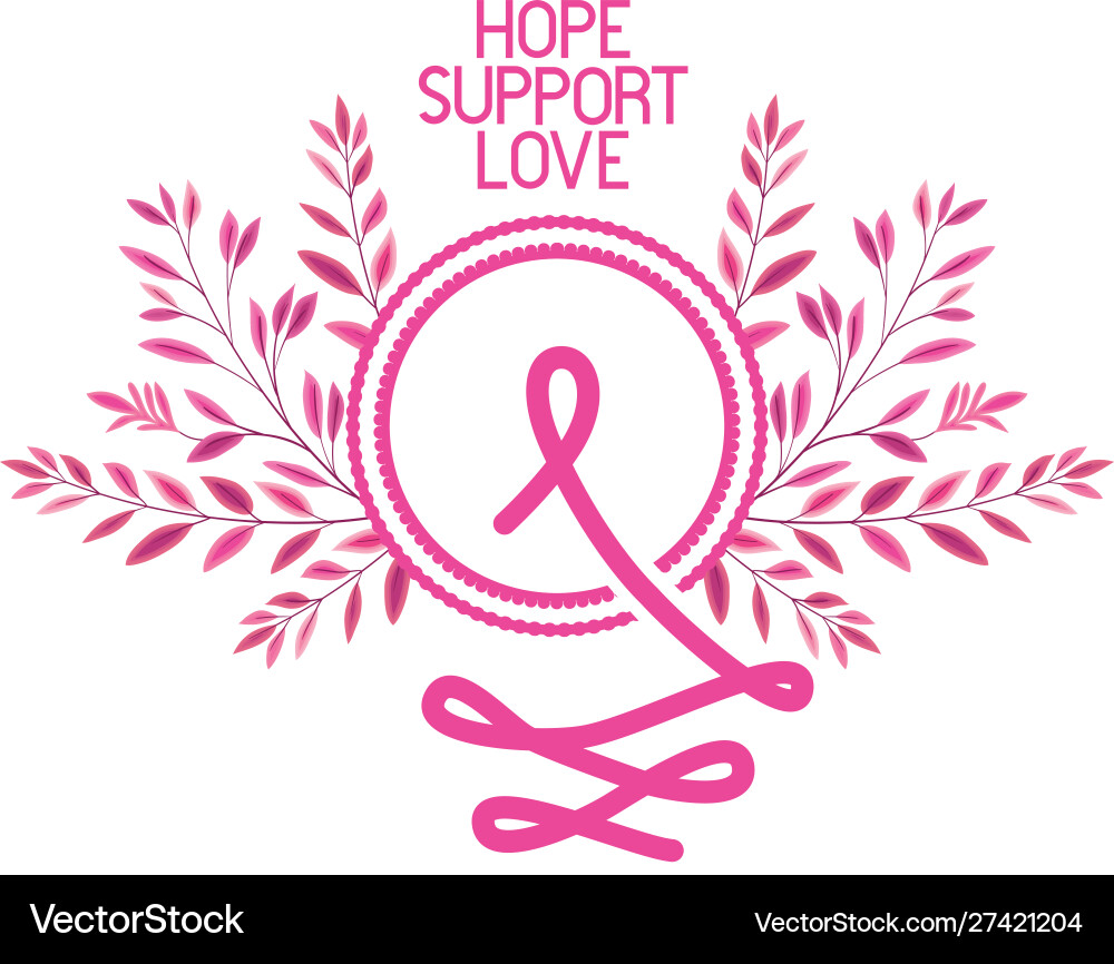 Circular frame with breast cancer ribbon Vector Image