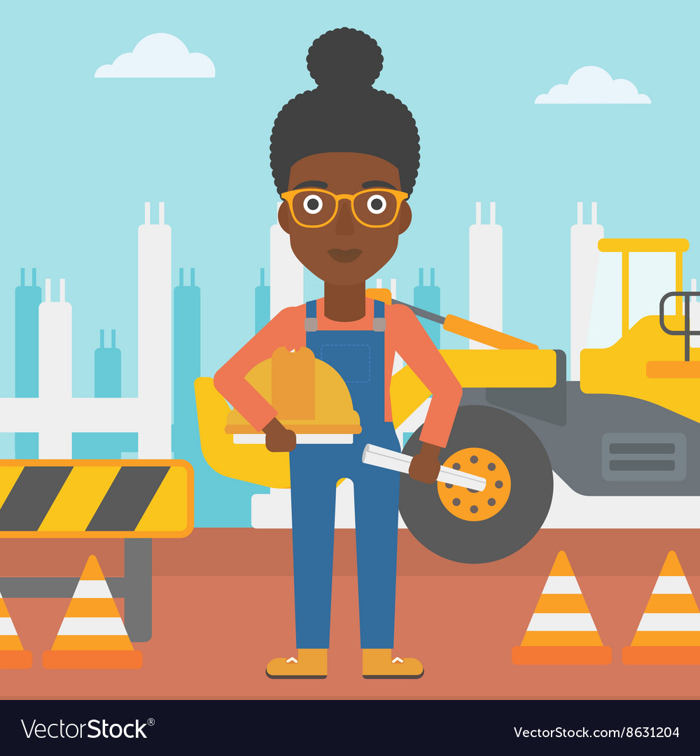 Engineer with hard hat and blueprint Royalty Free Vector