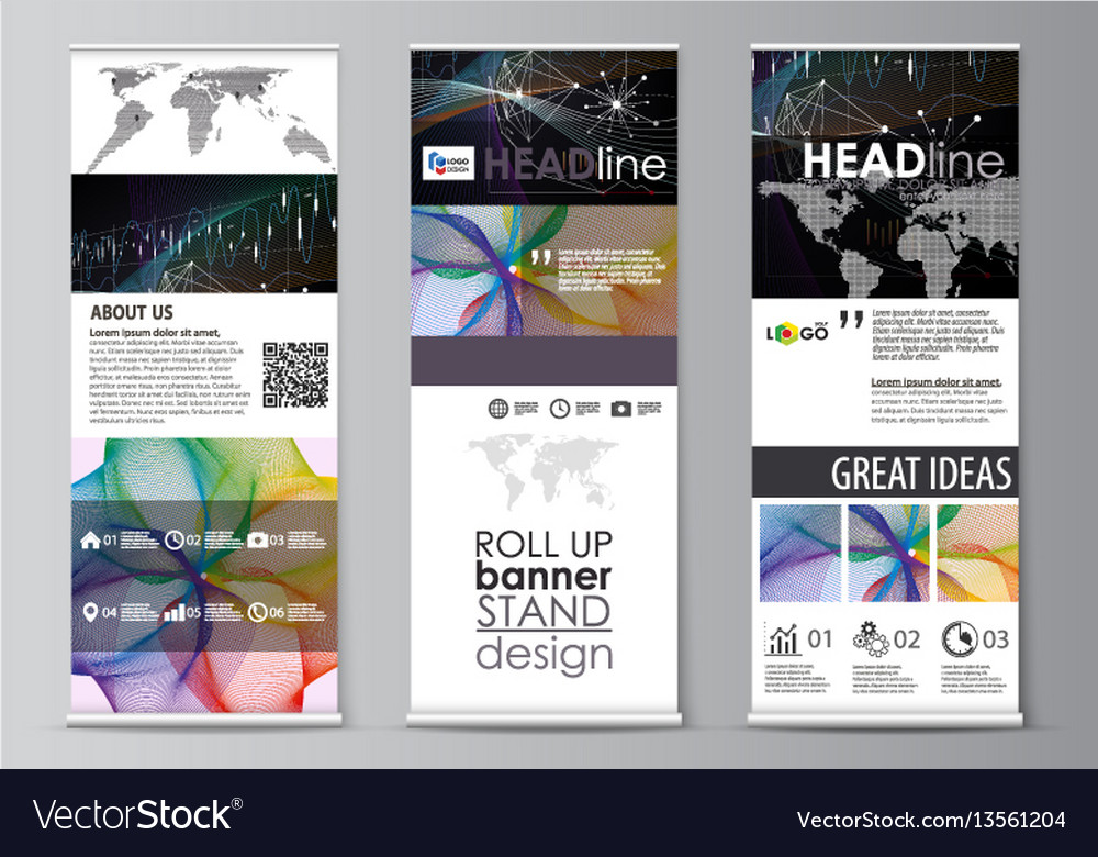 Roll Up Banner Stands Geometric Design Templates Vector Image