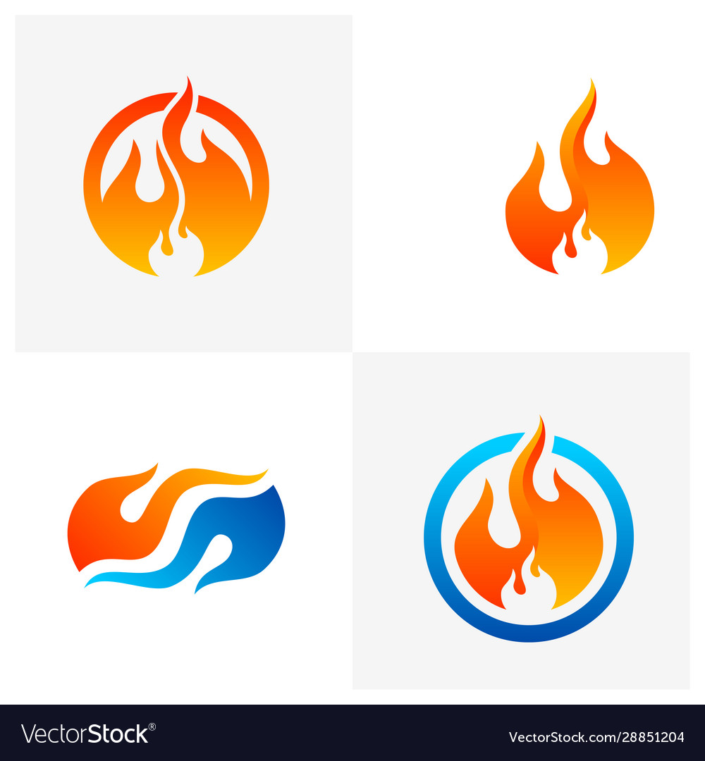 Set fire logo flame logo design template icon Vector Image