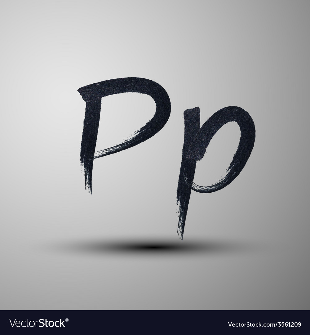 Calligraphic hand-drawn marker or ink letter p