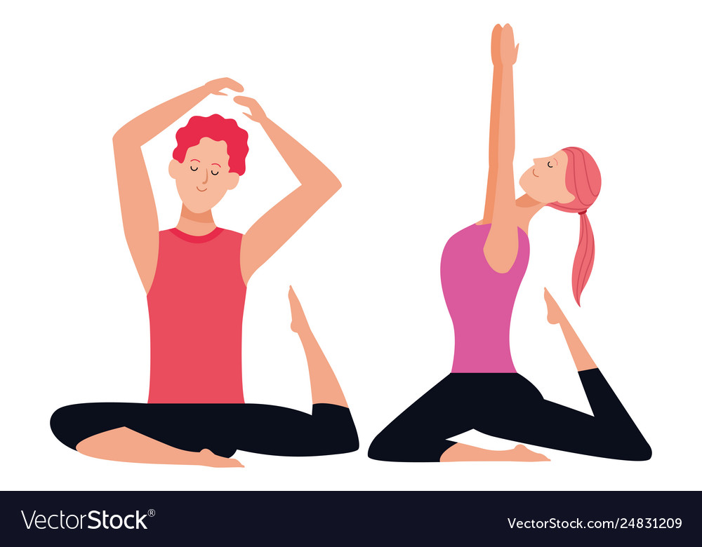 Couple yoga poses Royalty Free Vector Image - VectorStock