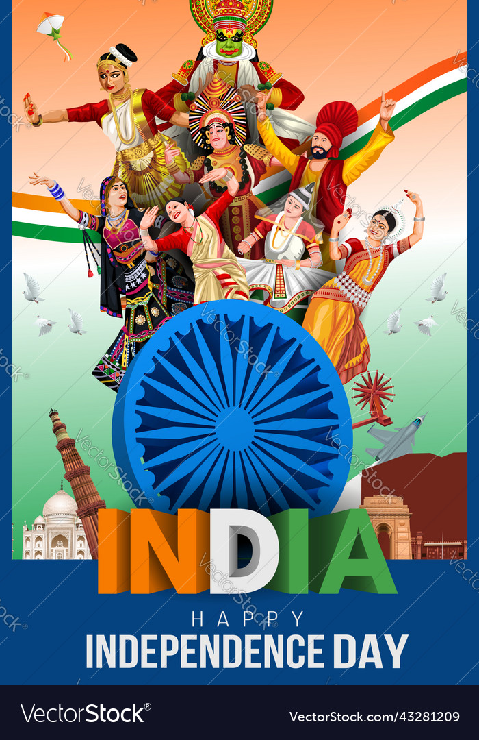 Happy independence day india 15th august indian Vector Image