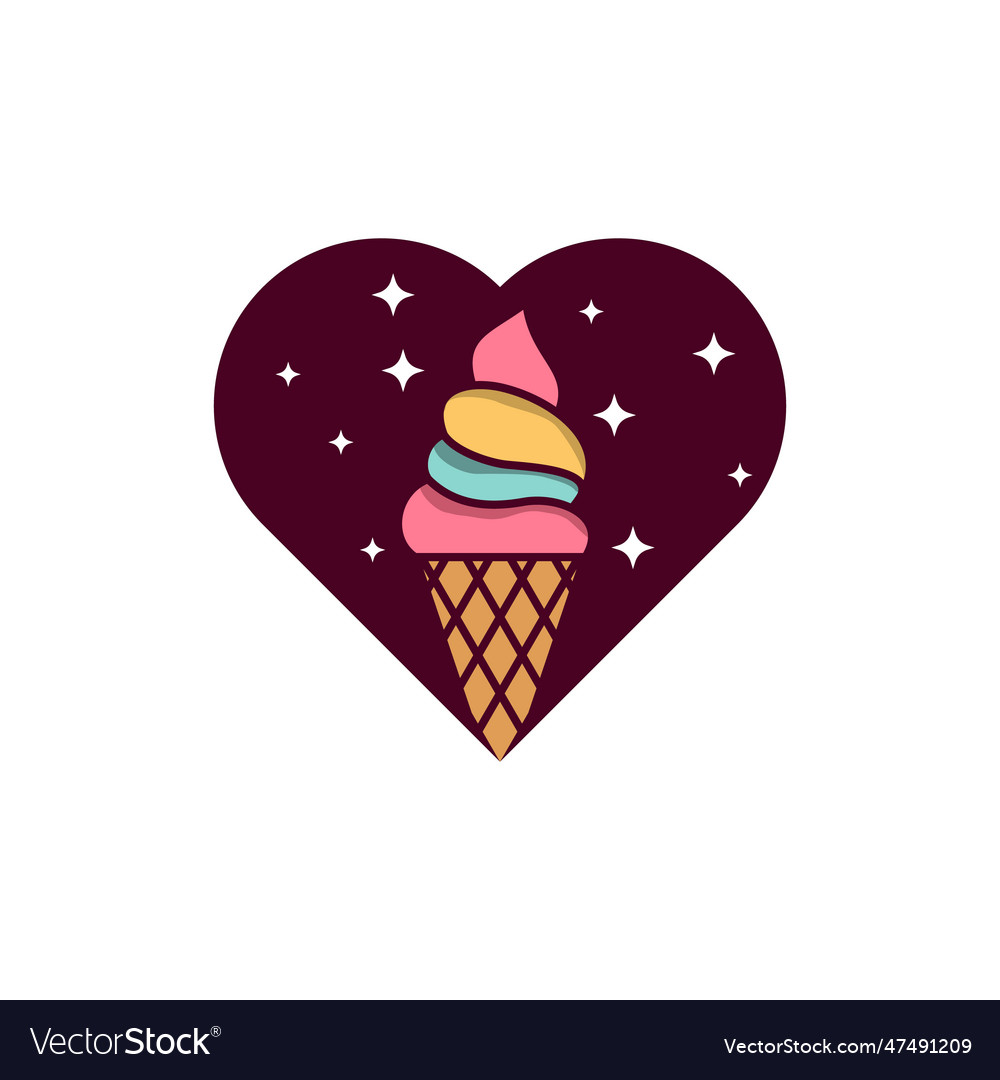 Ice cream love heart for decoration design templat Ice cream love heart for decoration design templat