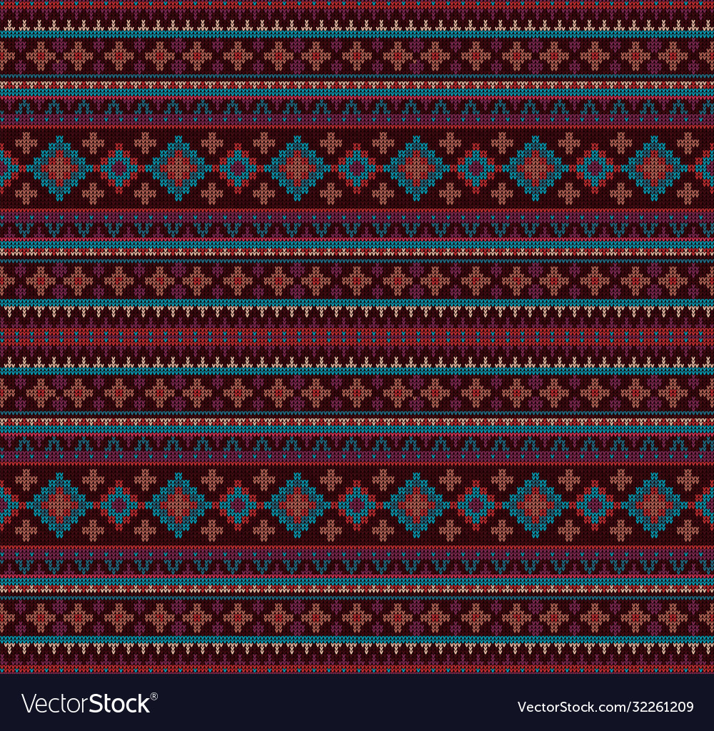 Knitted indian rug paisley ornament seamless Vector Image