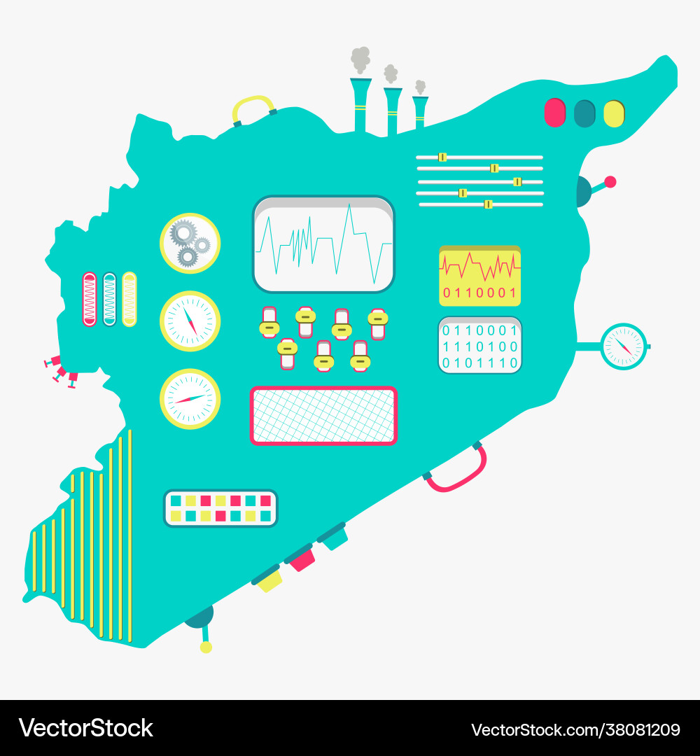 Syrian Machine Map syria machine Royalty Free Vector Image - VectorStock