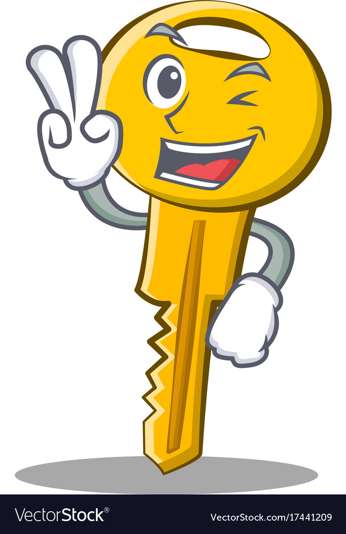 Two finger key character cartoon style Royalty Free Vector