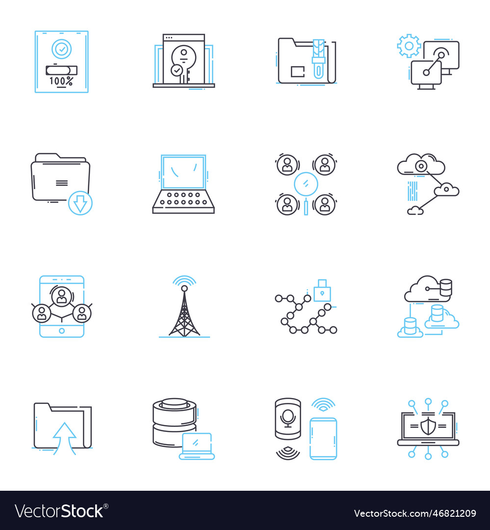 Web linear icons set internet online website