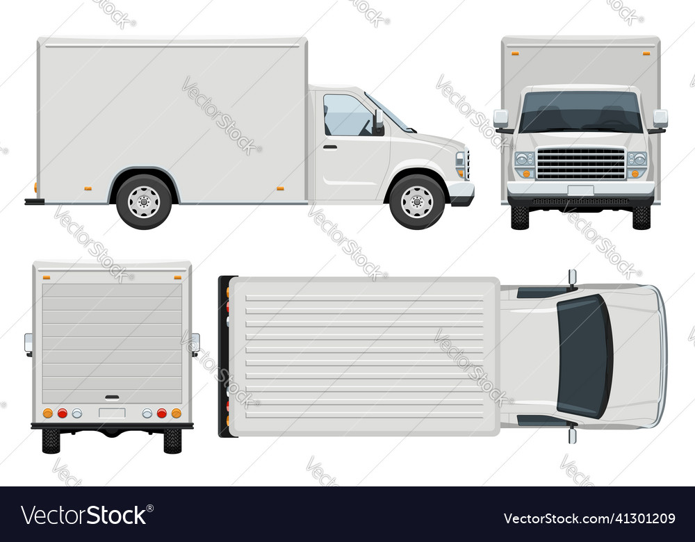 White van template side front back top view Vector Image