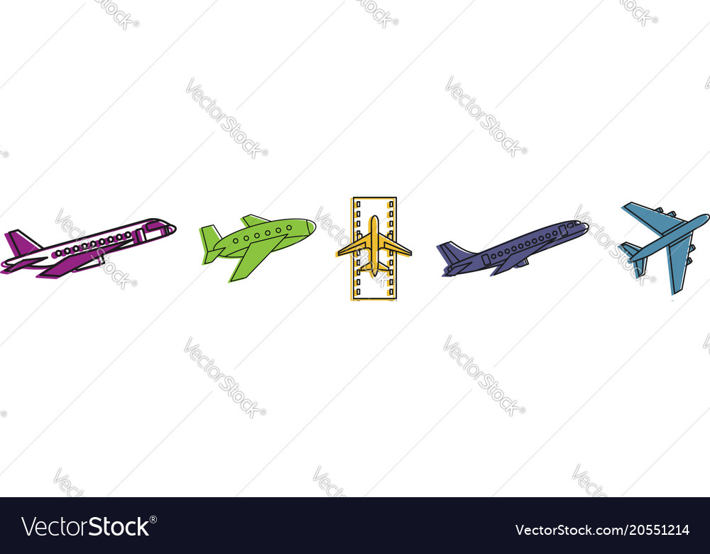 Airbus icon set color outline style Royalty Free Vector