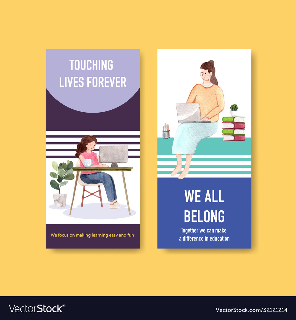 Flyer template with online education design