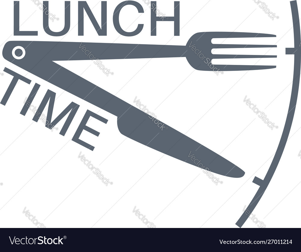 Lunch time text with fork and knife Royalty Free Vector