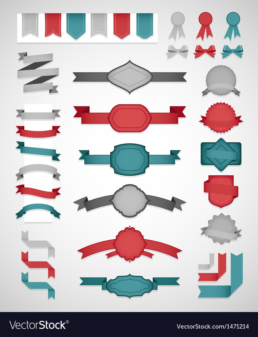 Ribbons and labels set Royalty Free Vector Image