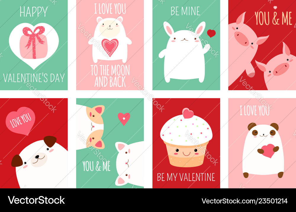 Valentine Banner With Cute Animals Royalty Free Vector Image