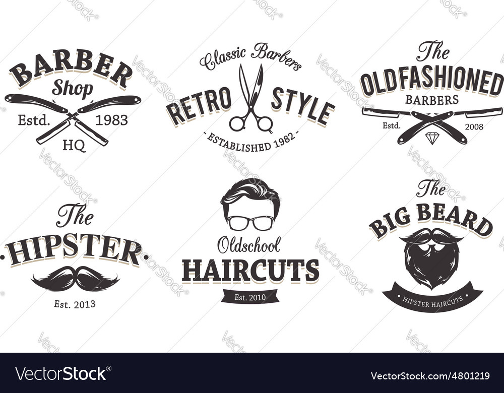 Retro barber emblems Royalty Free Vector Image