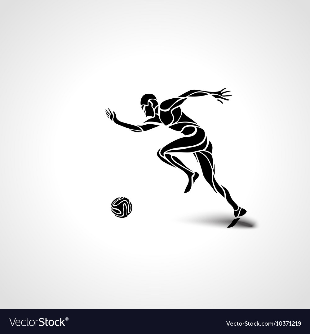 Soccer or football player kicks ball Royalty Free Vector