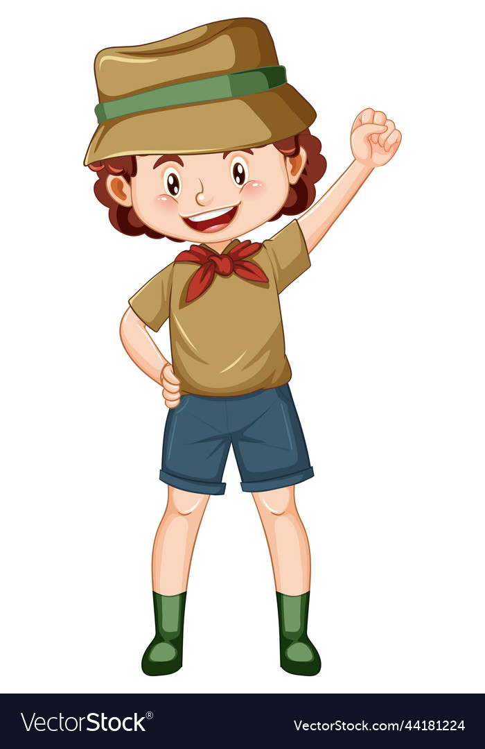 Camping boy cartoon character Royalty Free Vector Image