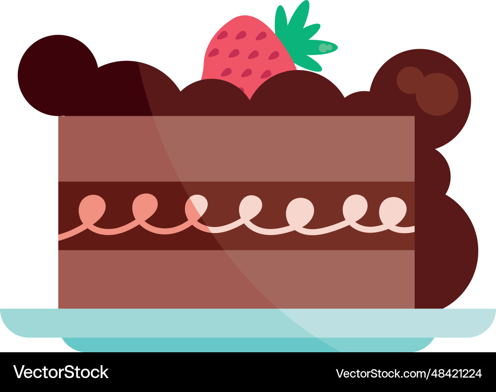 Chocolate Cake With Strawberry Royalty Free Vector Image