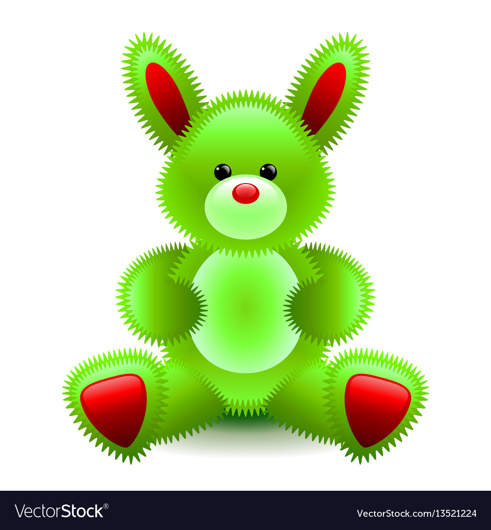 Cute green bunny soft toy isolated on white Vector Image