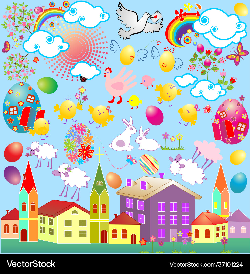 Easter set Royalty Free Vector Image - VectorStock