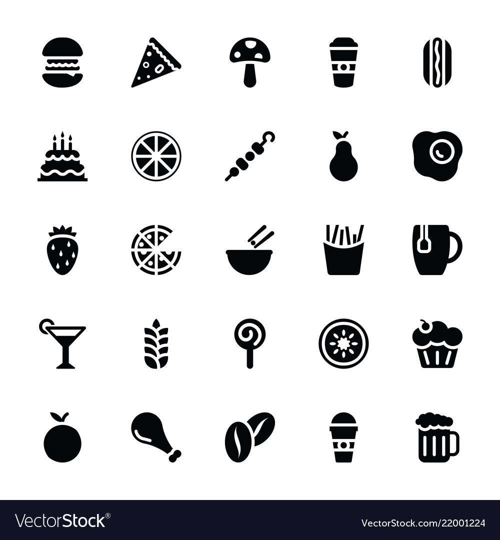 Glyph icons food pack Royalty Free Vector Image