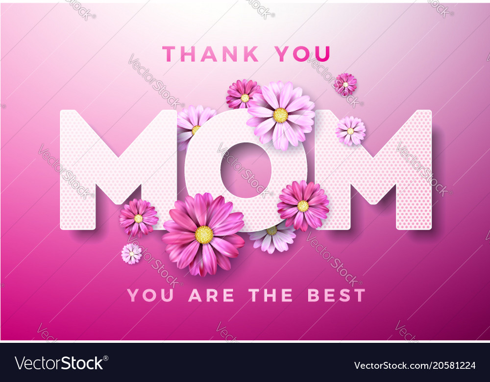 Happy mothers day greeting card design with flower