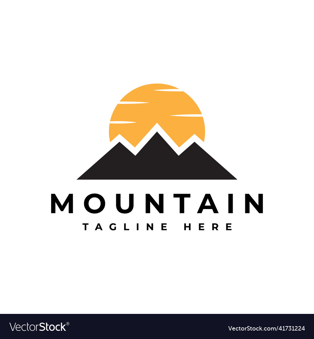 Mountain with sun logo design Royalty Free Vector Image