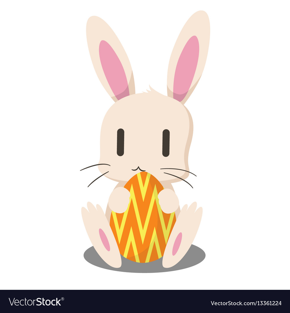 Rabbit holding easter egg Royalty Free Vector Image