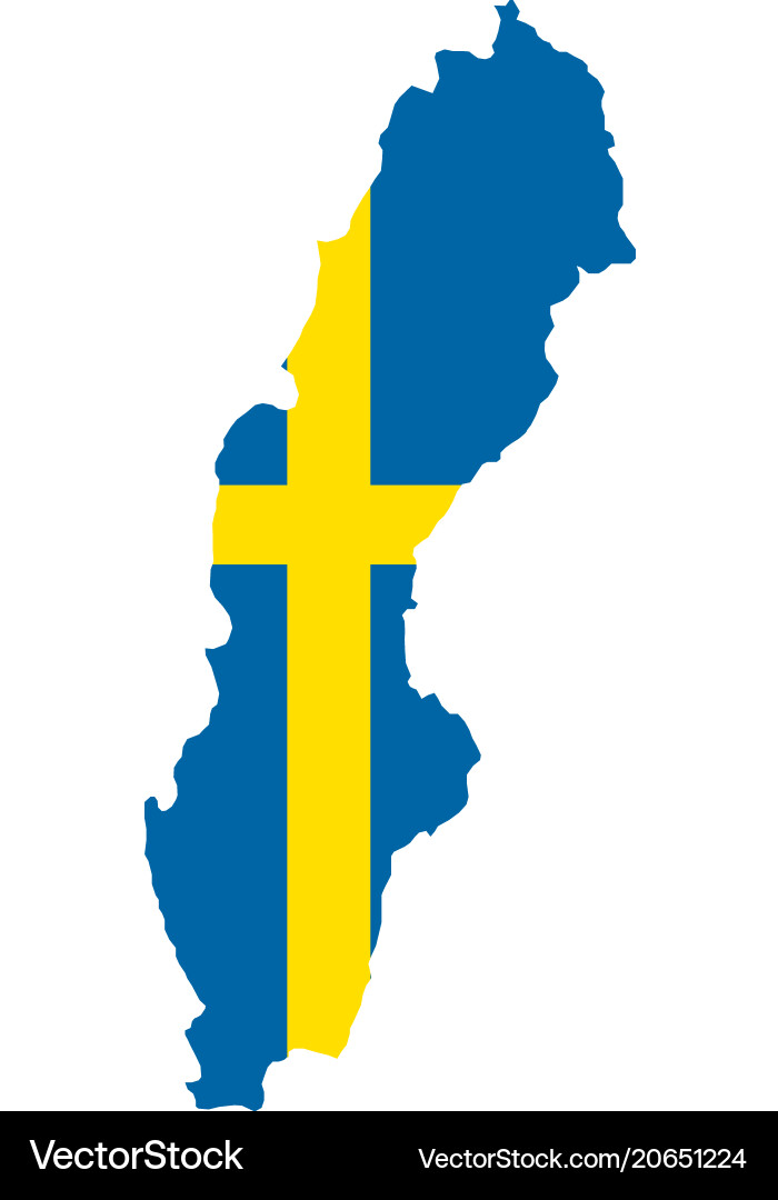 Silhouette country borders map sweden on Vector Image