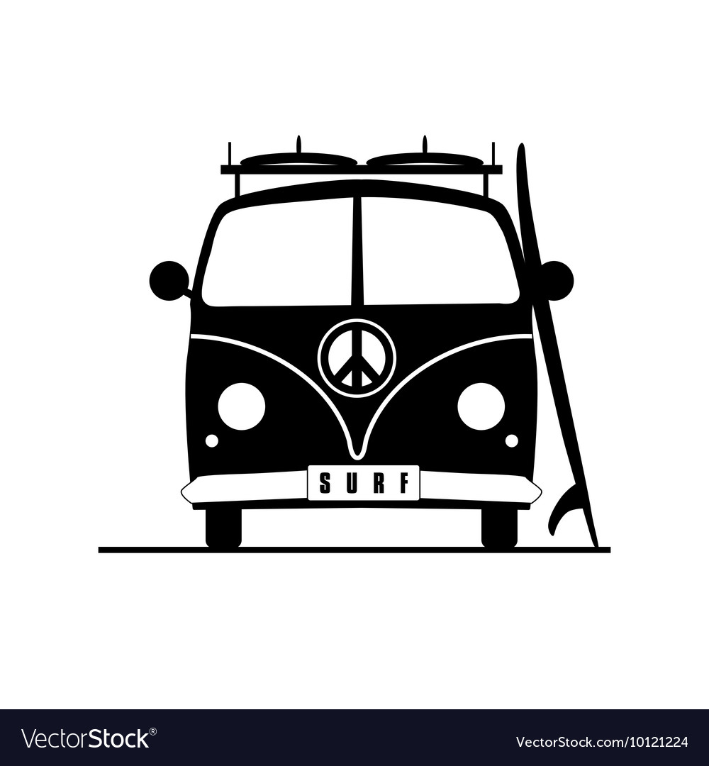 Surf vehicle with hippie sign on it in black Vector Image