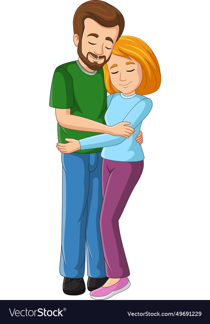 Cartoon Father Embracing Mother In A Loving Hug Vector Image