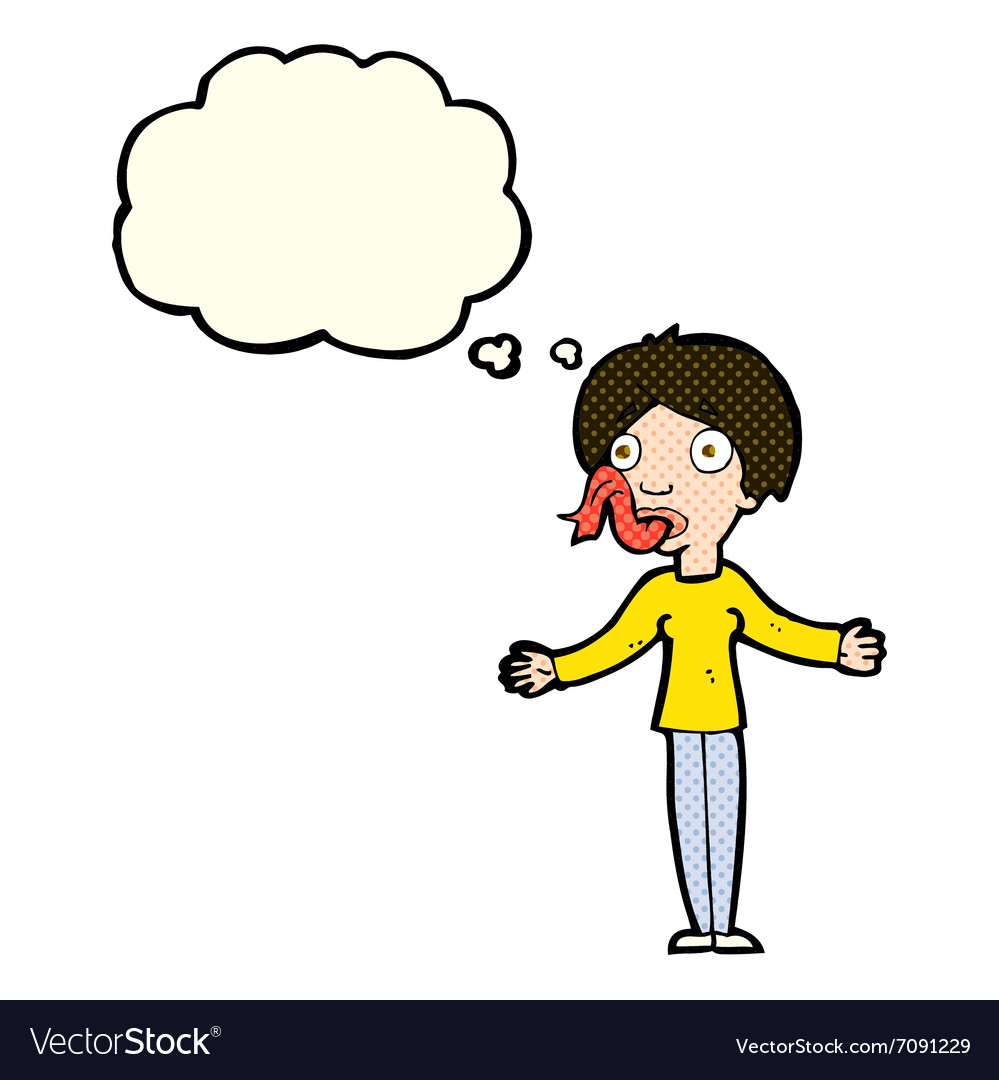 Cartoon woman telling lies with thought bubble Vector Image