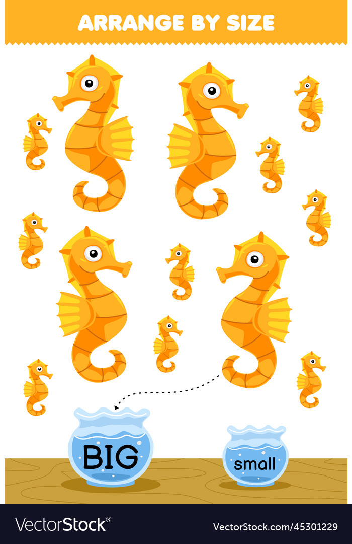 Education game for children arrange by size big Vector Image