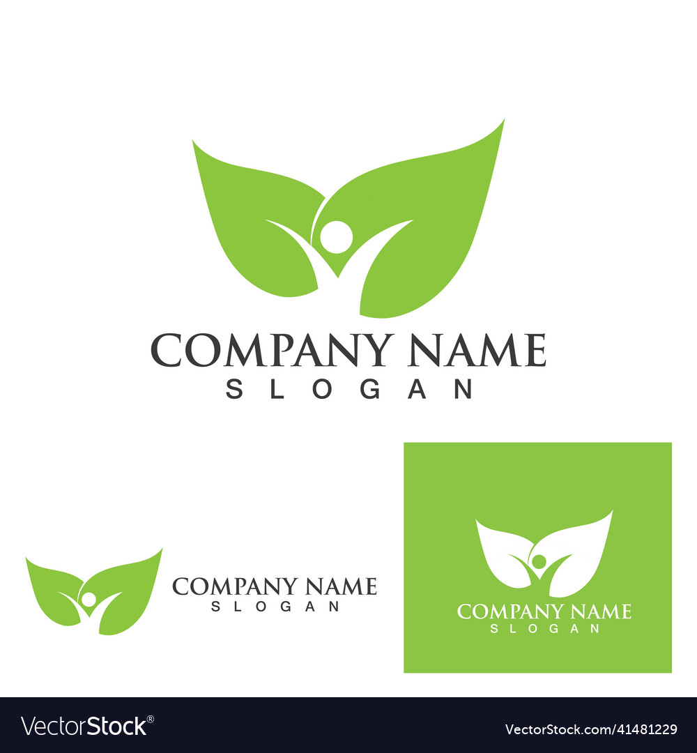 Health people leaf logo green image Royalty Free Vector